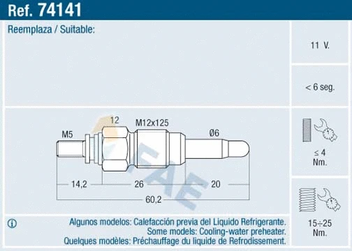 Pakaitinimo žvakė FAE 74141