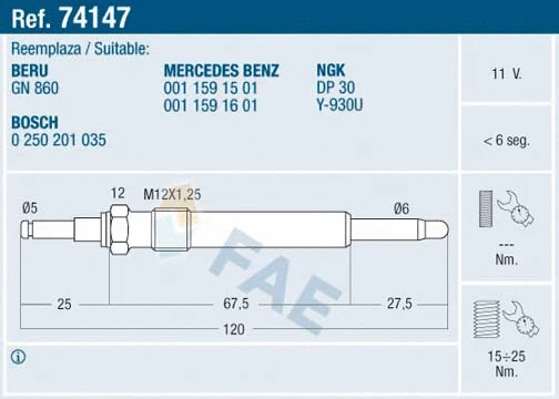 Pakaitinimo žvakė FAE 74147