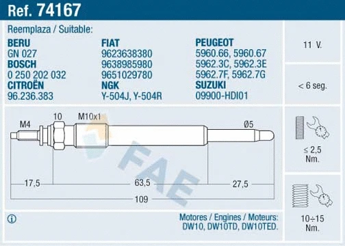 Pakaitinimo žvakė FAE 74167