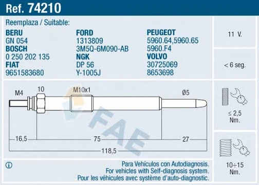 Pakaitinimo žvakė FAE 74210