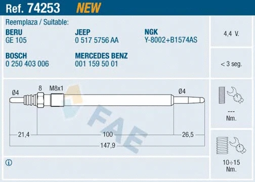 Pakaitinimo žvakė FAE 74253