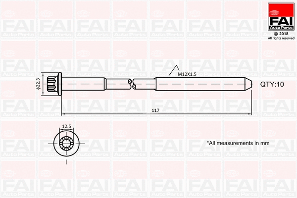Cil. galvutės varžtų kompl. FAI AutoParts B1018