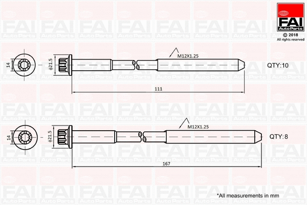 Cil. galvutės varžtų kompl. FAI AutoParts B2124