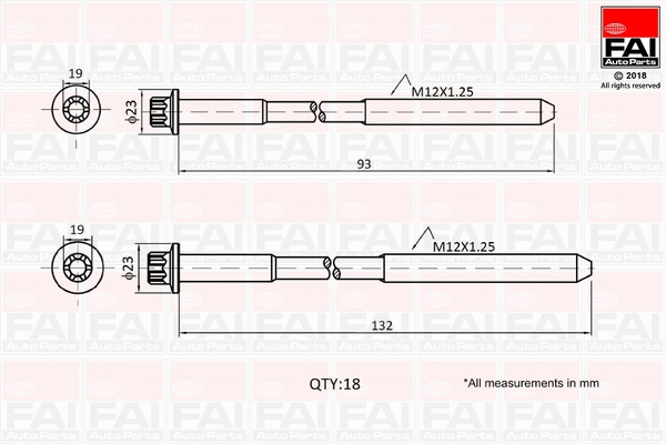 Cil. galvutės varžtų kompl. FAI AutoParts B2201