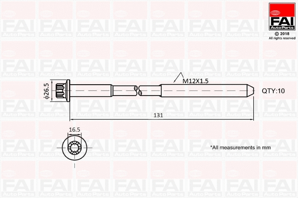 Cil. galvutės varžtų kompl. FAI AutoParts B896