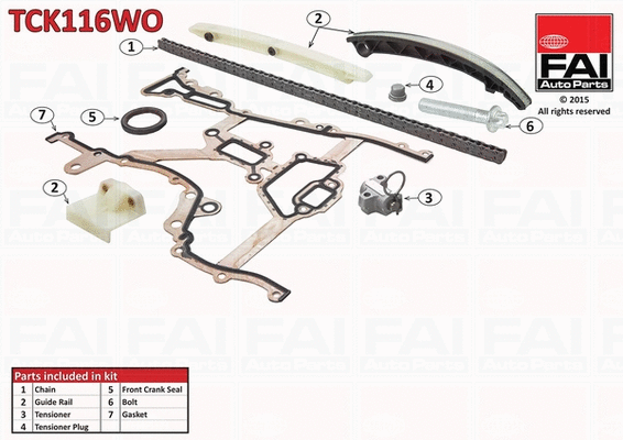 Pavaros grandinės komplektas FAI AutoParts TCK116WO