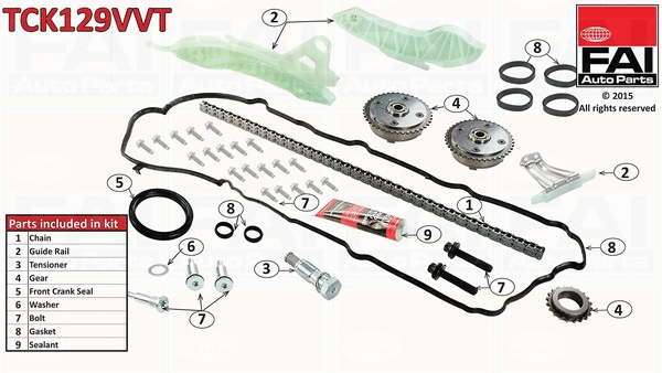 Pavaros grandinės komplektas FAI AutoParts TCK129VVT