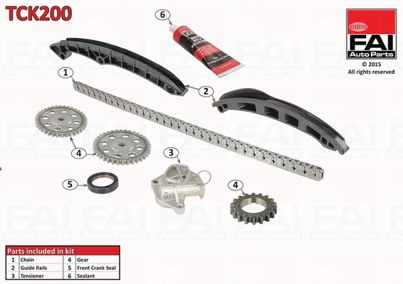 Pavaros grandinės komplektas FAI AutoParts TCK200