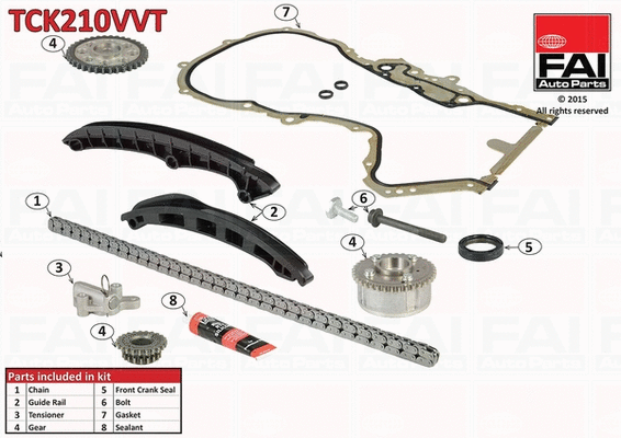 Pavaros grandinės komplektas FAI AutoParts TCK210VVT