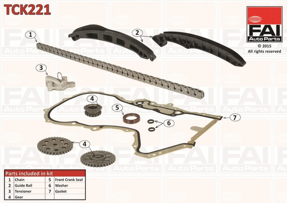 Pavaros grandinės komplektas FAI AutoParts TCK221