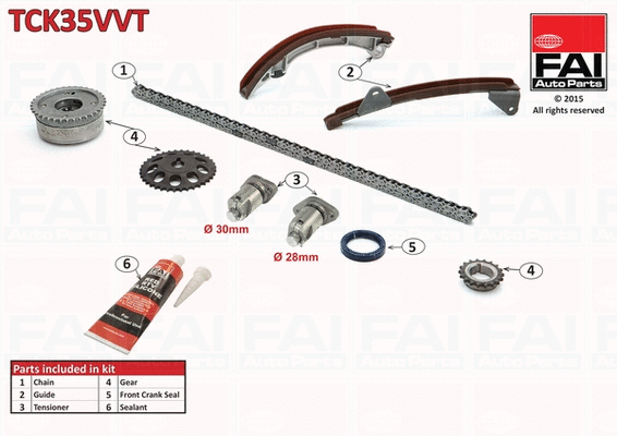 Pavaros grandinės komplektas FAI AutoParts TCK35VVT