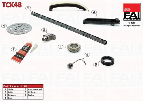 Pavaros grandinės komplektas FAI AutoParts TCK48