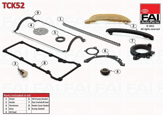 Pavaros grandinės komplektas FAI AutoParts TCK52
