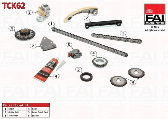 Pavaros grandinės komplektas FAI AutoParts TCK62