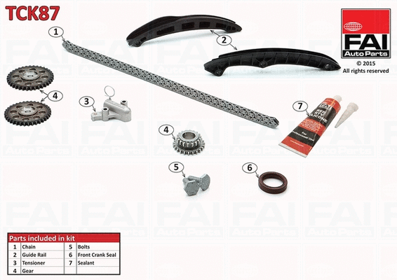 Pavaros grandinės komplektas FAI AutoParts TCK87