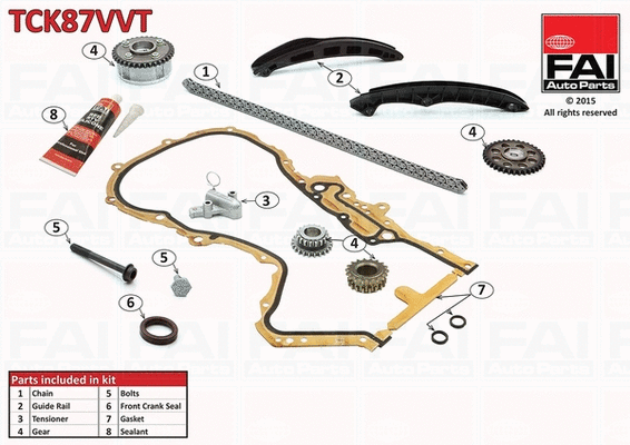 Pavaros grandinės komplektas FAI AutoParts TCK87VVT
