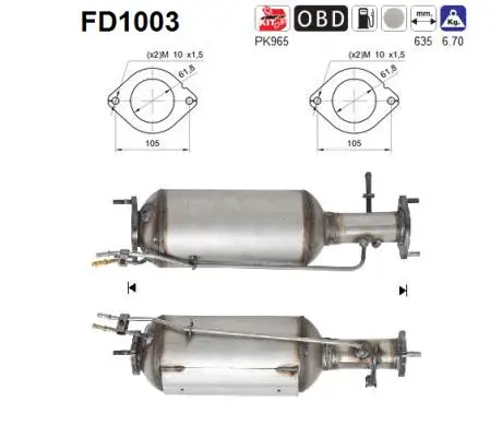 Išmetimo sistemos filtras AS FD1003