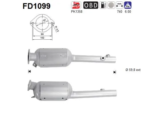 Išmetimo sistemos filtras AS FD1099