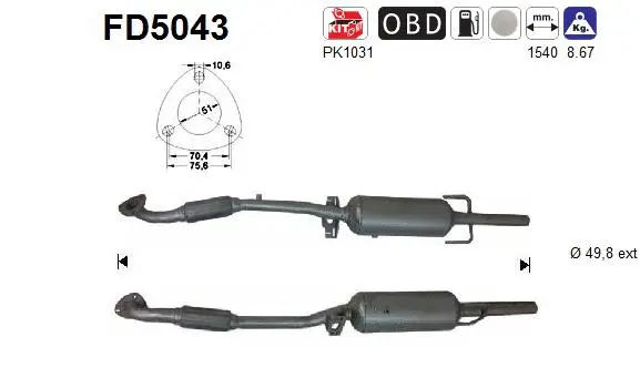 Išmetimo sistemos filtras AS FD5043