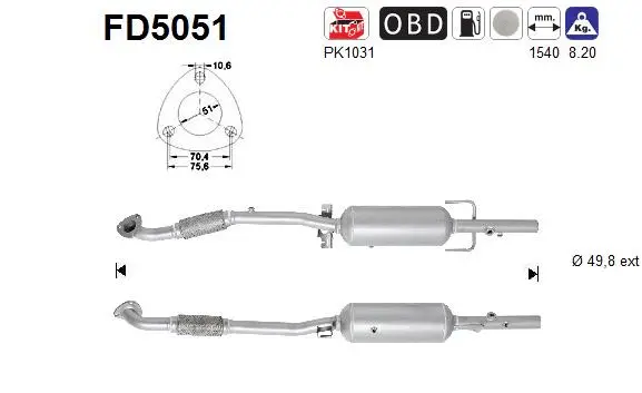 Išmetimo sistemos filtras AS FD5051