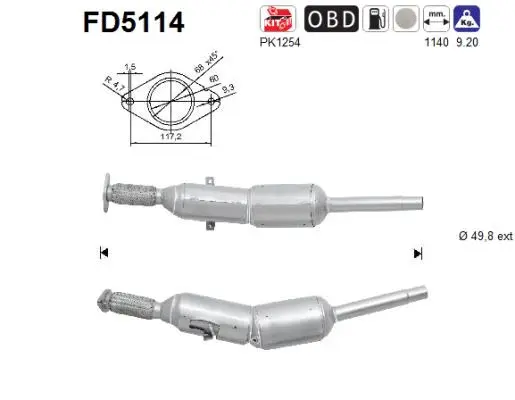 Išmetimo sistemos filtras AS FD5114