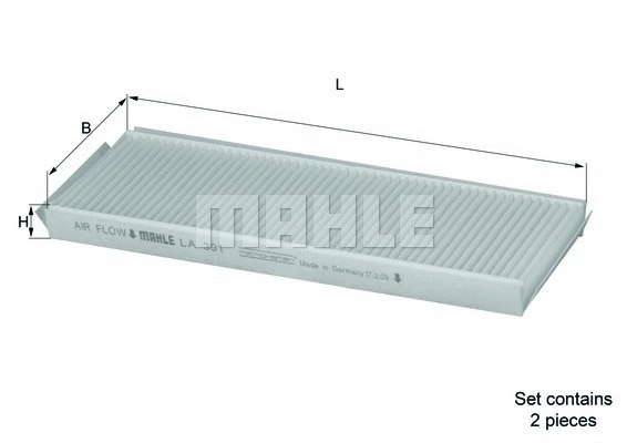 Salono filtras MAHLE LA 391/S