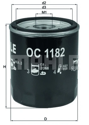 Alyvos filtras MAHLE OC 1182