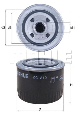 Alyvos filtras MAHLE OC 312