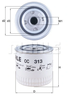 Alyvos filtras MAHLE OC 313