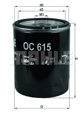 Alyvos filtras MAHLE OC 615