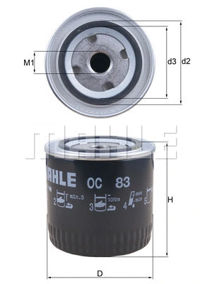 Alyvos filtras MAHLE OC 83