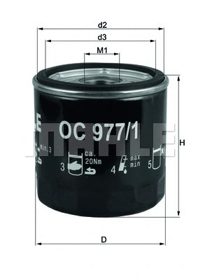 Alyvos filtras MAHLE OC 977/1