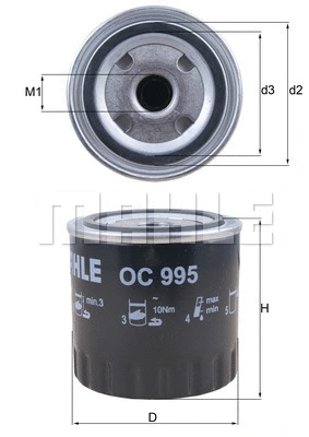 Alyvos filtras MAHLE OC 995