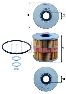 Alyvos filtras MAHLE OX 122D