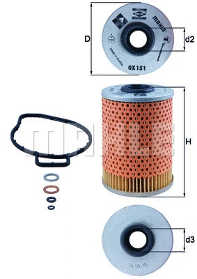 Alyvos filtras MAHLE OX 151D