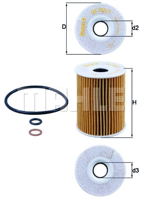 Alyvos filtras MAHLE OX 355/3D
