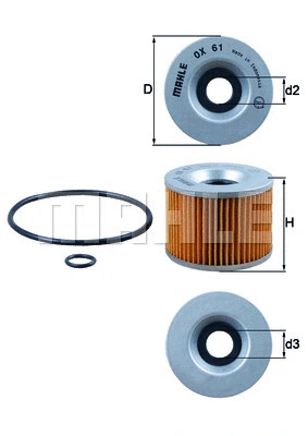Alyvos filtras MAHLE OX 61D