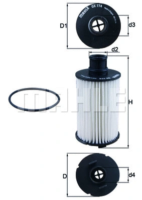 Alyvos filtras MAHLE OX 774D