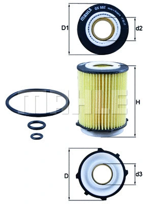 Alyvos filtras MAHLE OX 982D