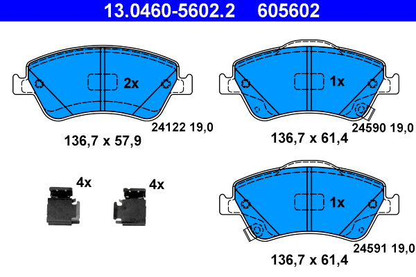 Diskinių stabdžių trinkelių rinkinys ATE 13.0460-5602.2