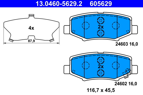 Diskinių stabdžių trinkelių rinkinys ATE 13.0460-5629.2