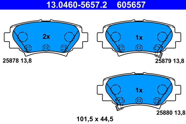 Diskinių stabdžių trinkelių rinkinys ATE 13.0460-5657.2