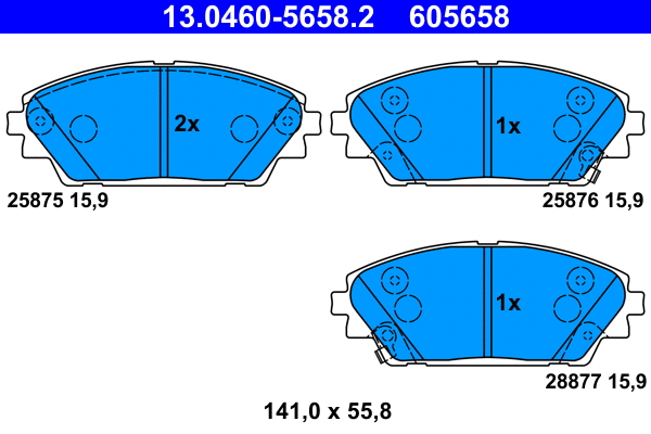 Diskinių stabdžių trinkelių rinkinys ATE 13.0460-5658.2