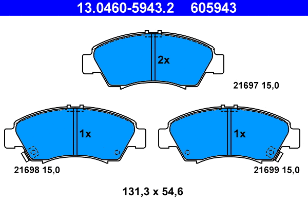 Diskinių stabdžių trinkelių rinkinys ATE 13.0460-5943.2