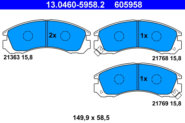 Diskinių stabdžių trinkelių rinkinys ATE 13.0460-5958.2