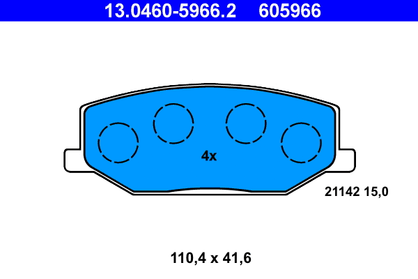 Diskinių stabdžių trinkelių rinkinys ATE 13.0460-5966.2