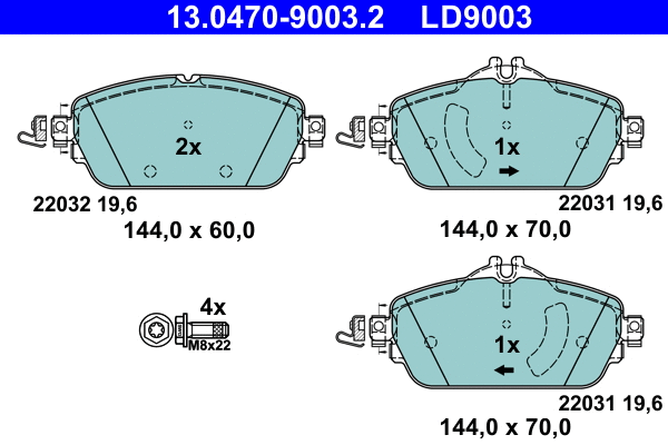 Diskinių stabdžių trinkelių rinkinys ATE 13.0470-9003.2