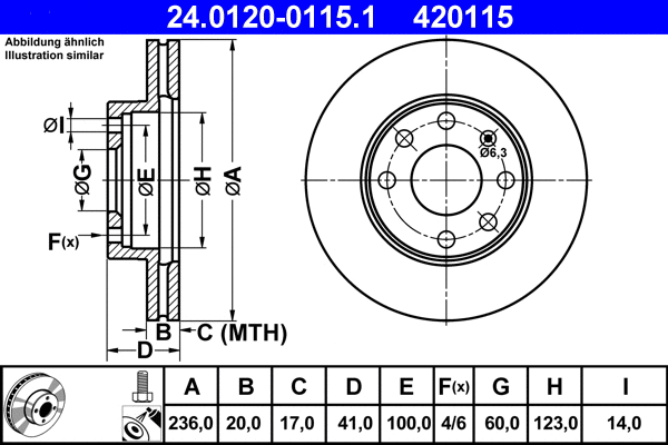 Stabdžių diskas ATE 24.0120-0115.1