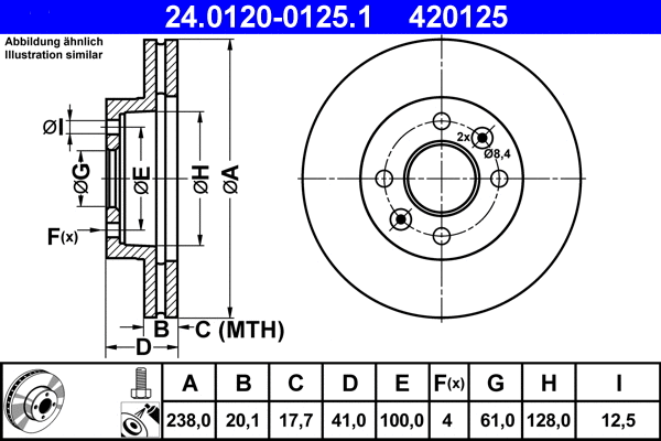 Stabdžių diskas ATE 24.0120-0125.1