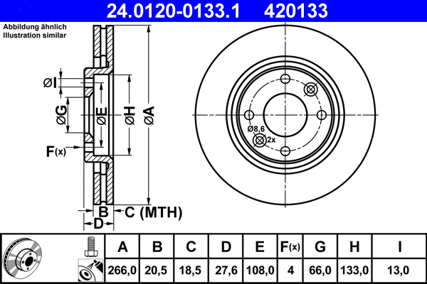Stabdžių diskas ATE 24.0120-0133.1